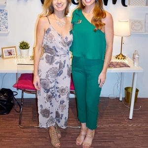 One shoulder green jumpsuit